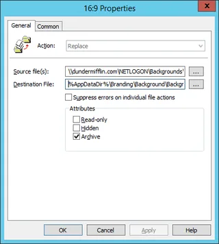 Background file targeting for 16:9 ratio
