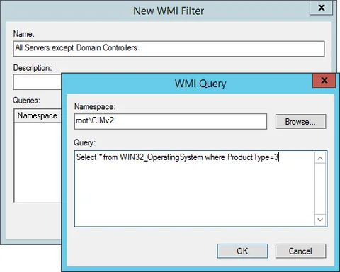 WMI filter for all servers except DCs ProductType 3