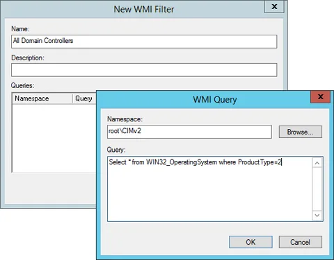 WMI filter for all domain controllers ProductType 2