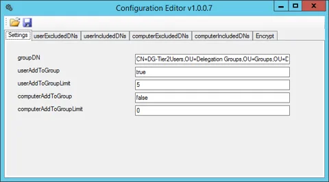 ADRandomAddToGroup settings tab configuration