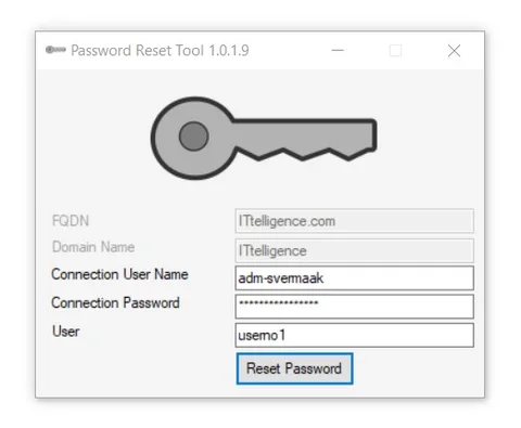 Password Reset Tool main interface