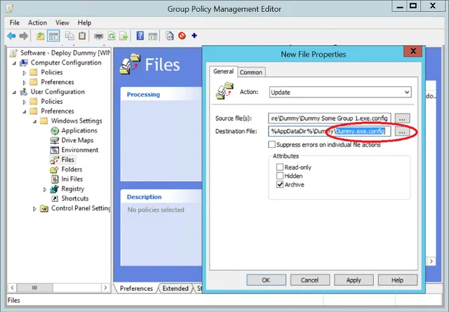 Config file deployment for group 1