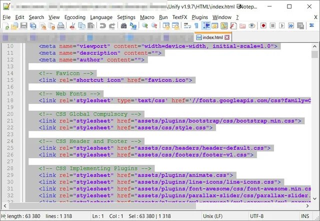 Theme HTML source in text editor