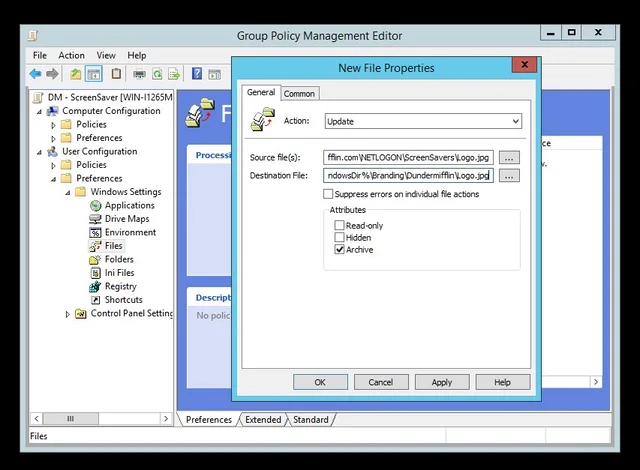 GPO file preference with destination path