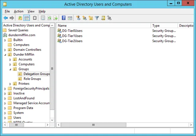 Tier isolation security groups in Active Directory