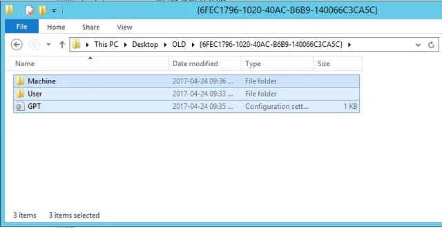 SYSVOL GPO folder contents to copy