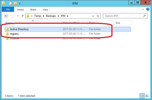 IFM backup files in output directory