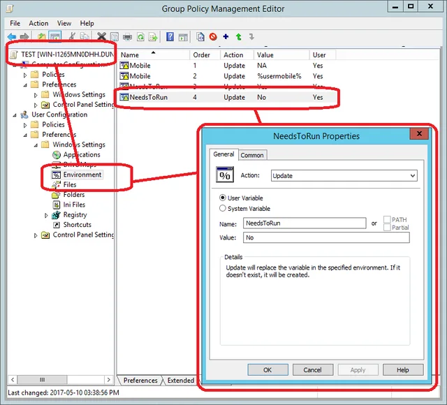 GPP environment variable for negative outcome trigger