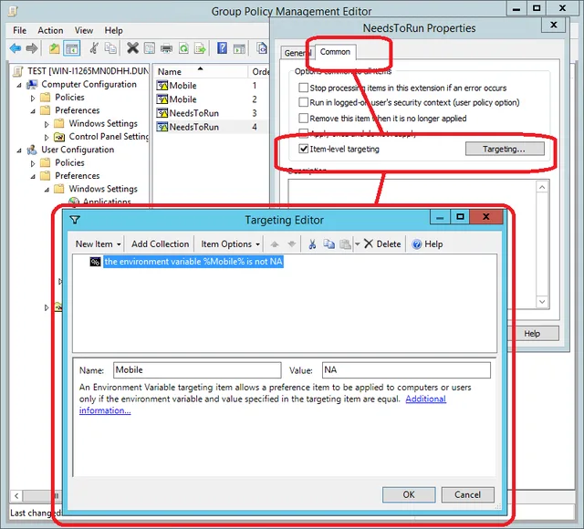 Negative outcome environment variable targeting filter