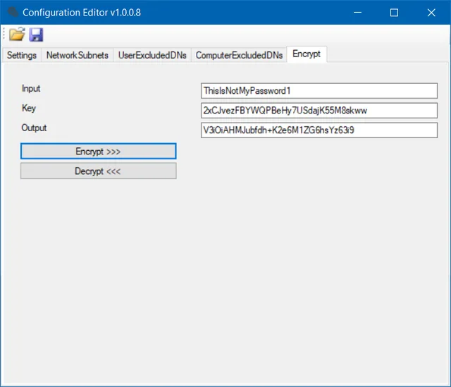 AutoAD Configurator encrypt tab