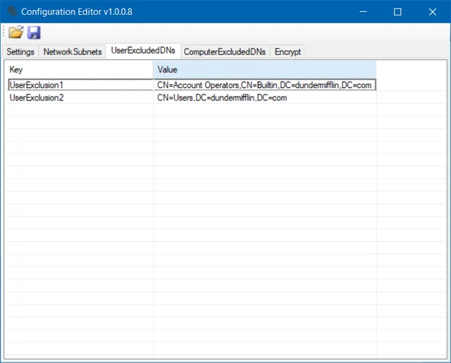 AutoAD excluded user DNs configuration
