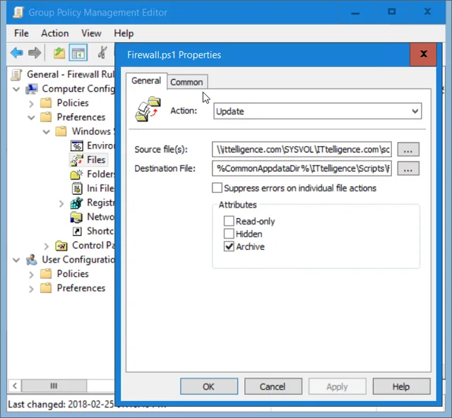 GPO Files Preferences deployment configuration