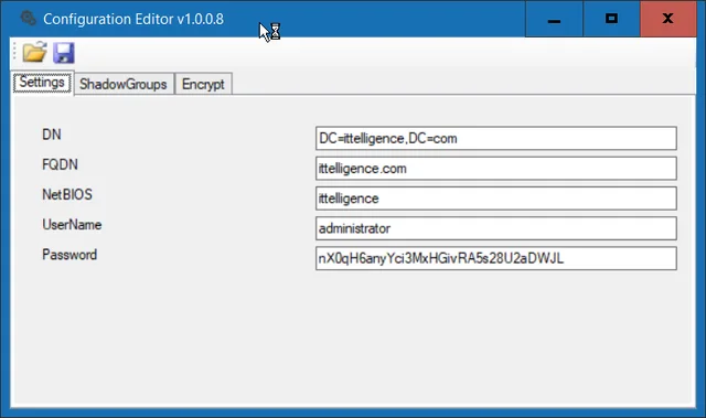 ShadowGroups Configurator Settings tab
