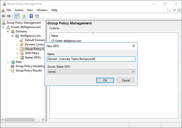 Creating new GPO in Group Policy Management console