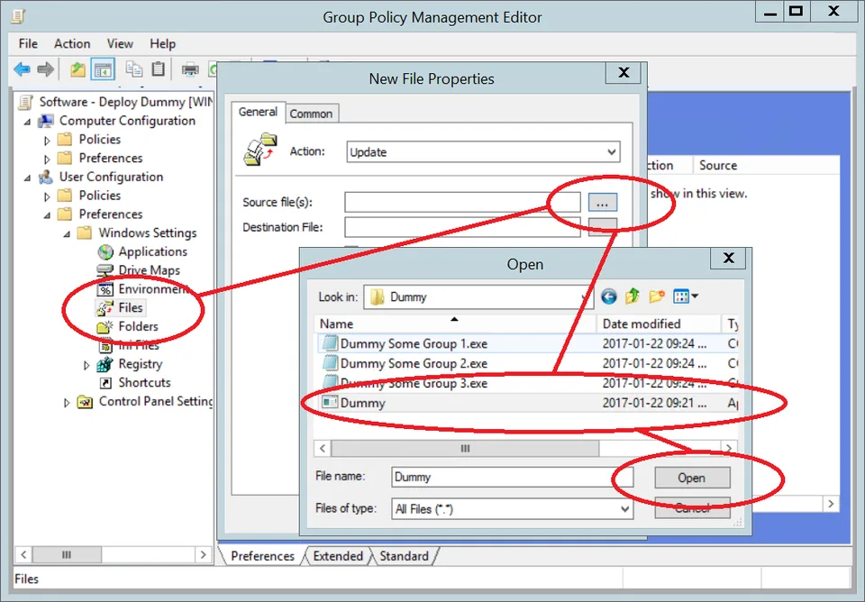 GPO file preference source path selection
