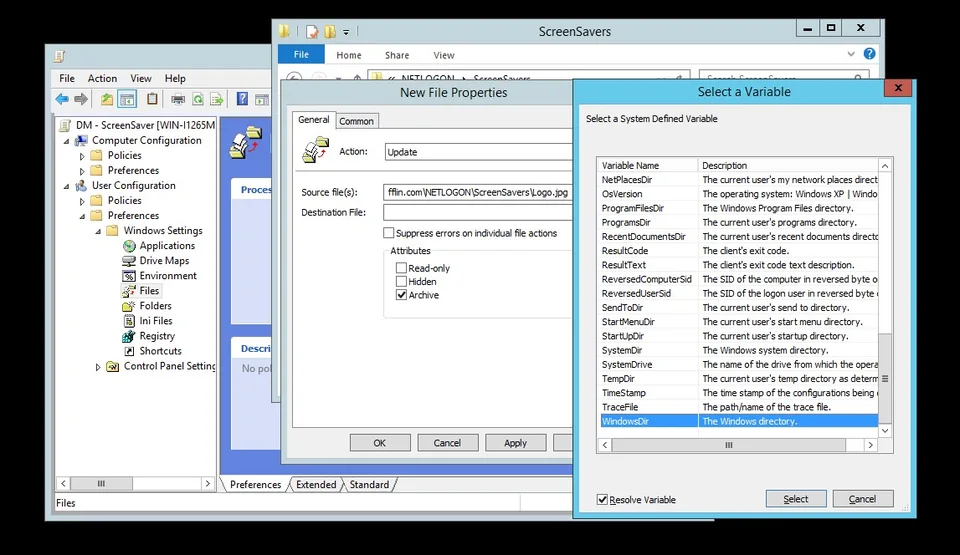 GPO file preference with source network path