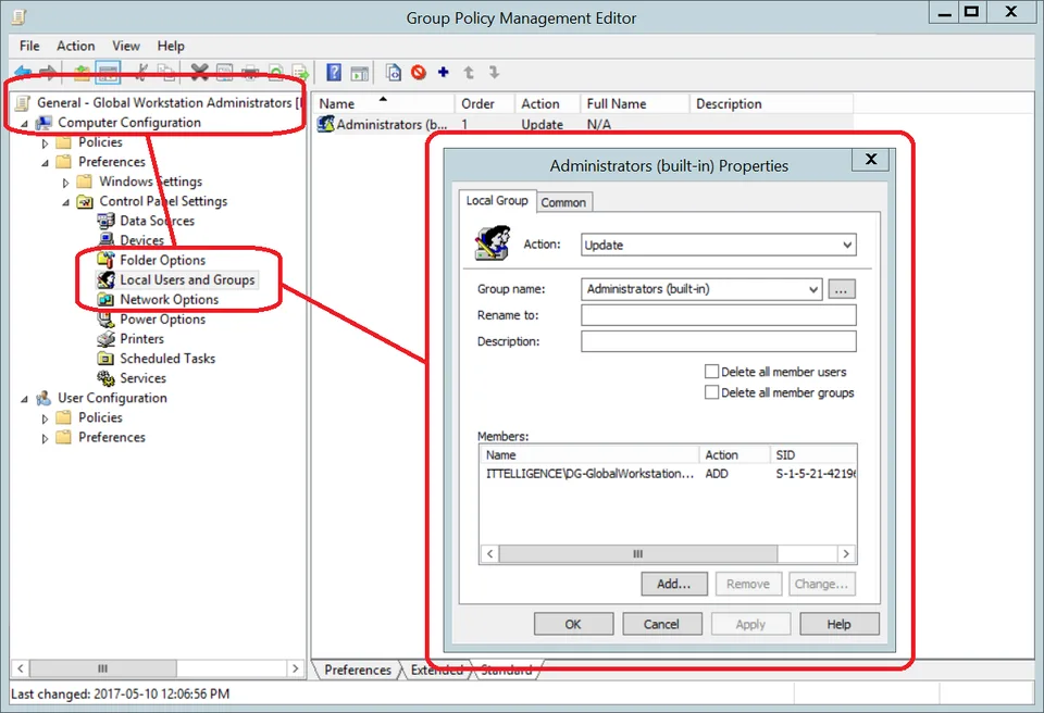 Local Users and Groups preference for workstation admins