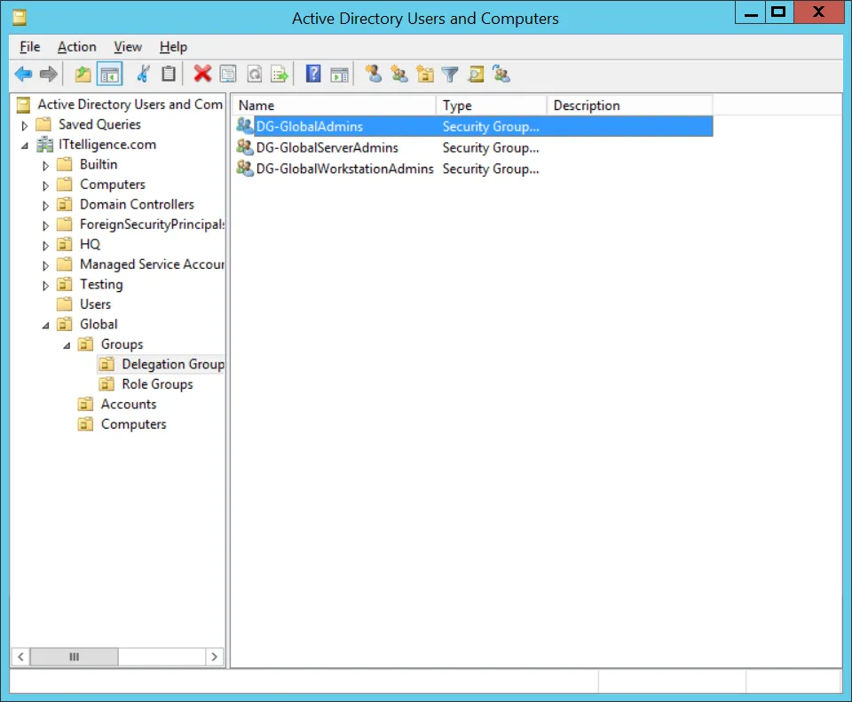 AD delegation groups for server and workstation admins