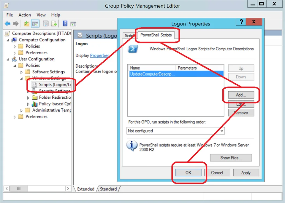 GPO user logon script configuration