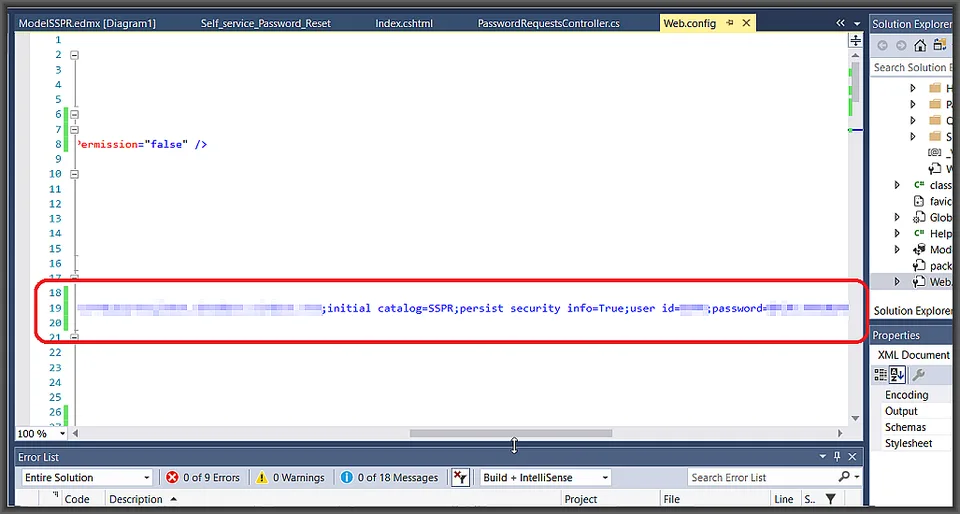 SSPREntities connection string configuration