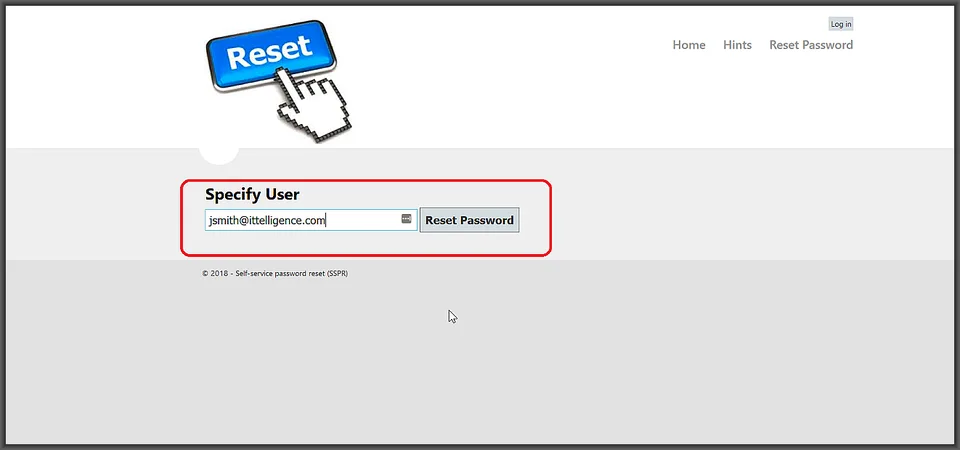 Username entry for password reset
