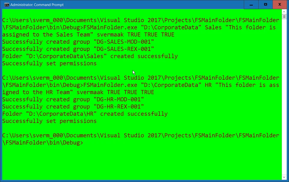 FSMainFolder command execution output