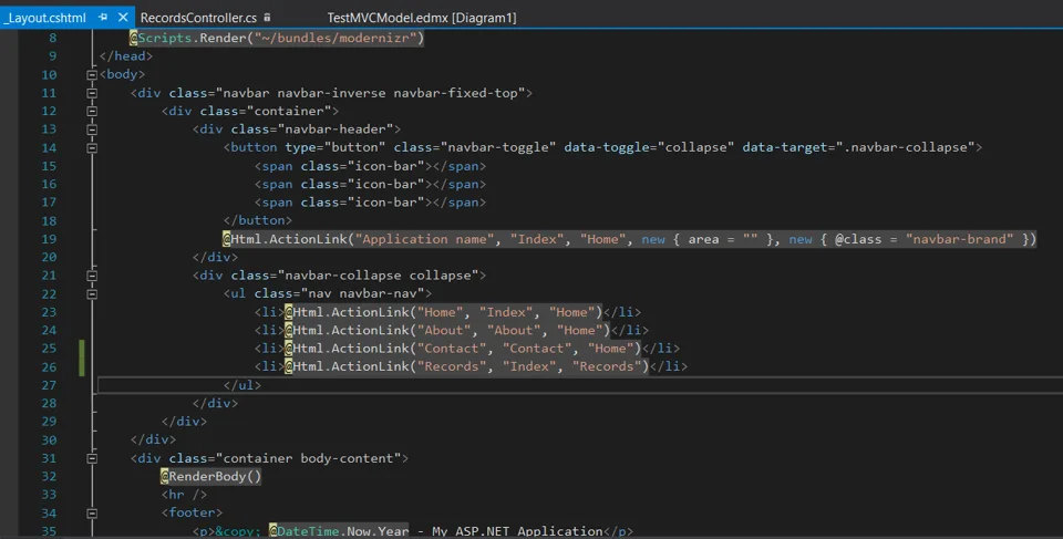Adding navigation link in MVC Layout file