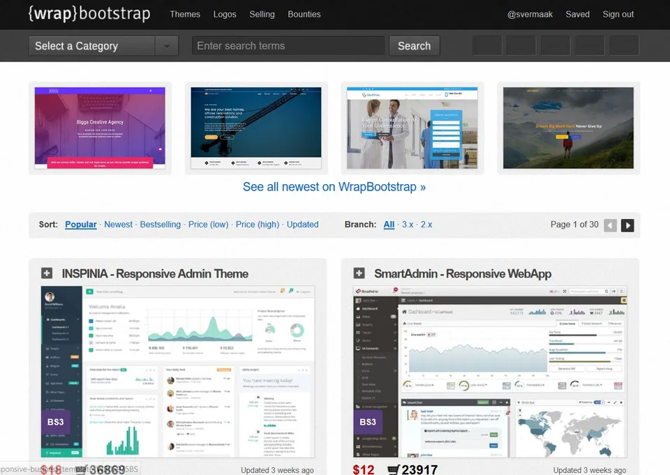WrapBootstrap theme marketplace